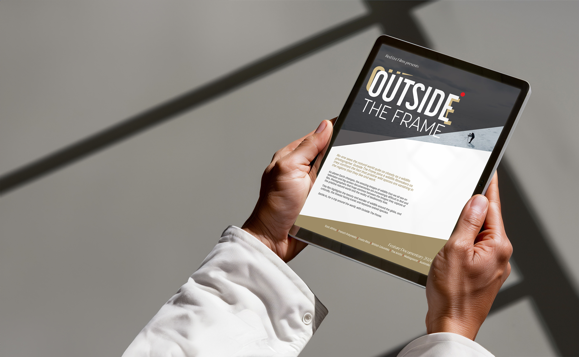 Outside The Frame Website Design | Twyst Creative Tablet displaying the Outside The Frame website, designed by Twyst Creative, a Vancouver-based branding and web design studio.